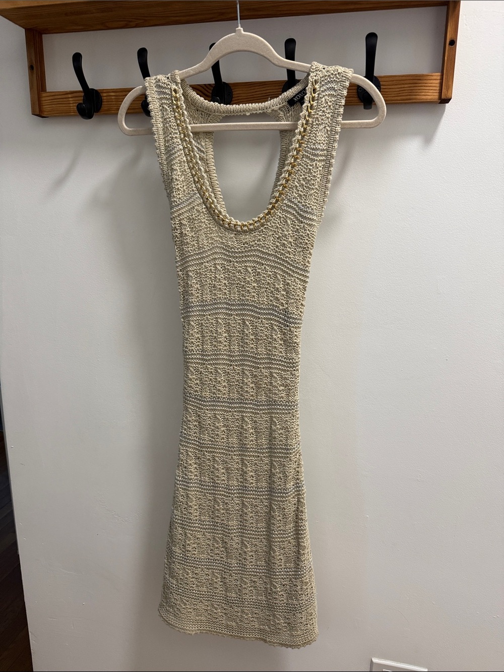 XOXO Cream Crochet Scoop Neck Mini Dress
